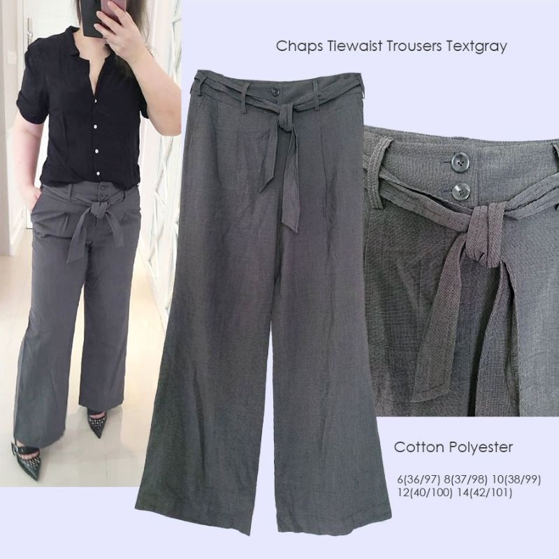 Chaps Tiewaist Trousers Text Gray