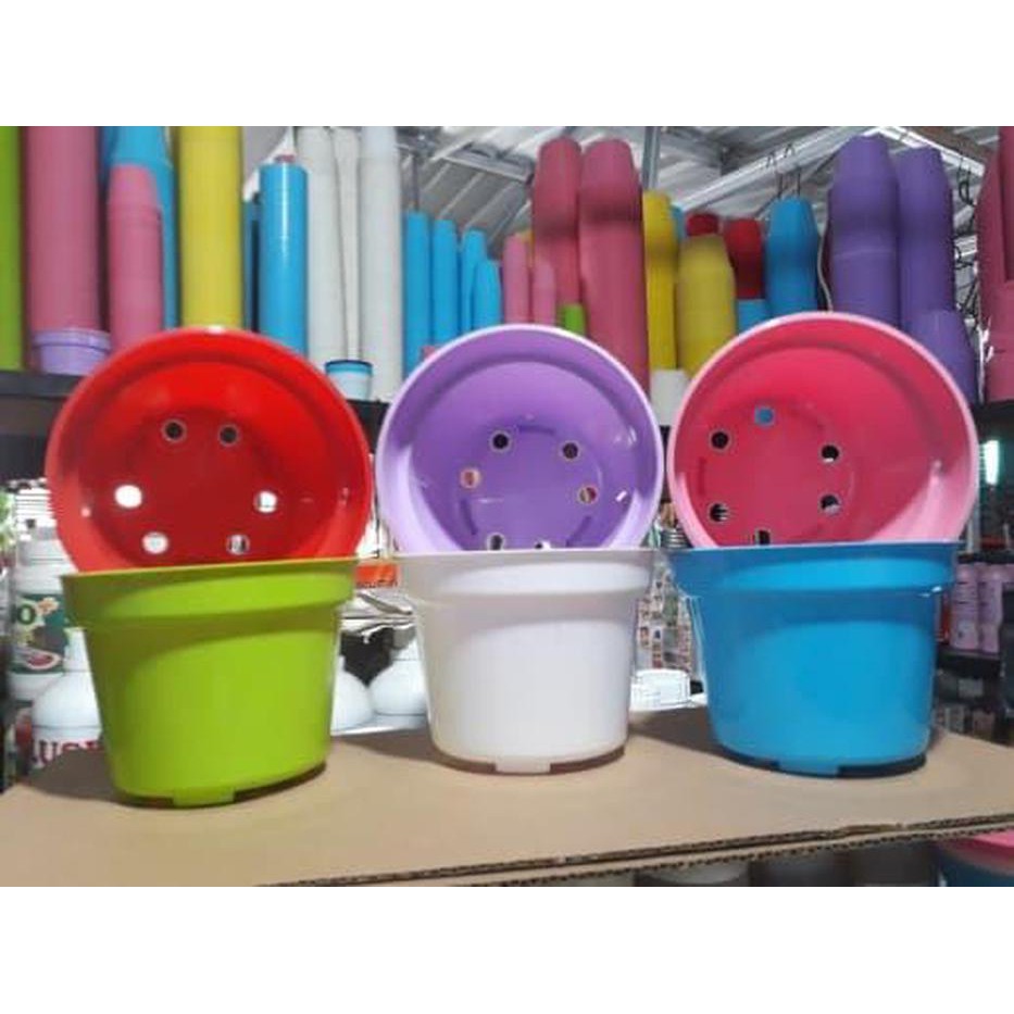 pot bunga warna warni 15 cm