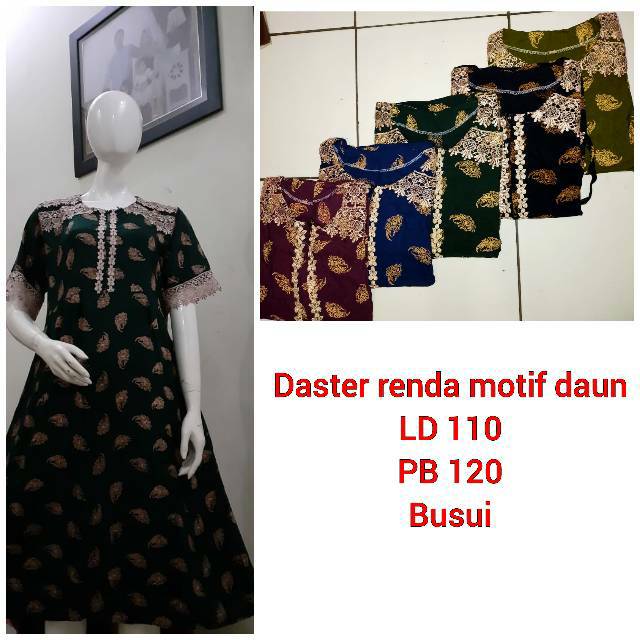 Daster renda motif daun busui