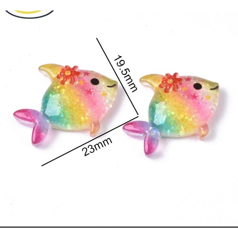 resin ikan gliter per 4 pcs