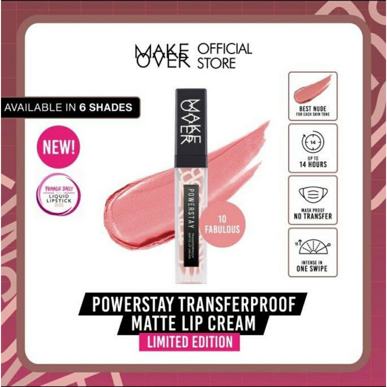 MAKE OVER POWERSTAY TRANSFERPROOF MATTE LIP CREAM