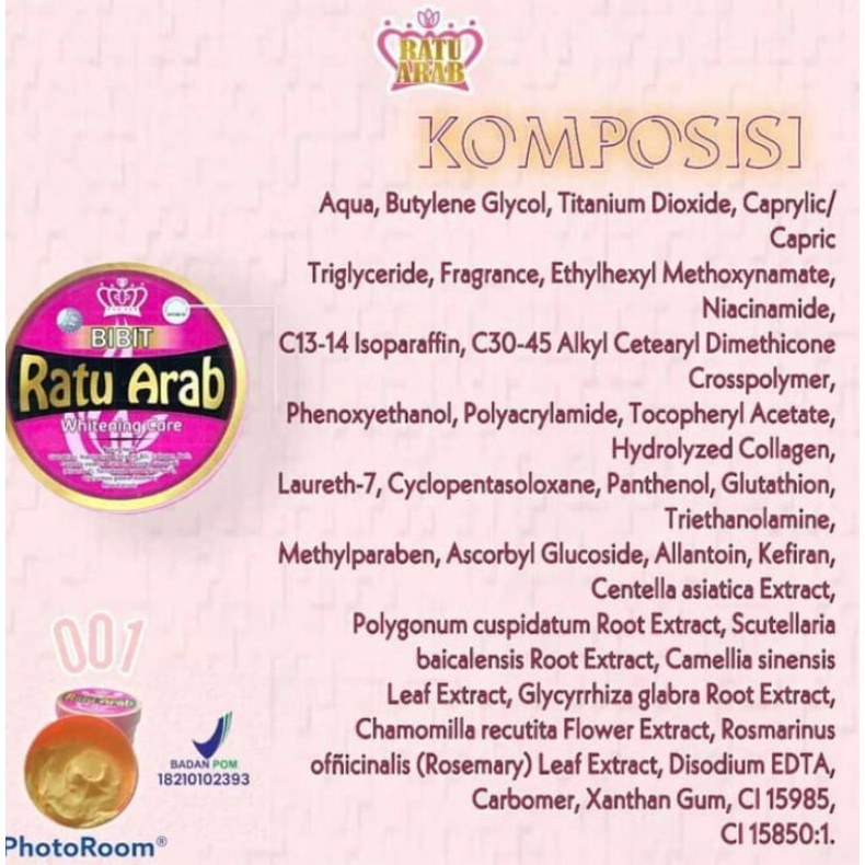 Lotion pemutih Bibit Ratu Arab