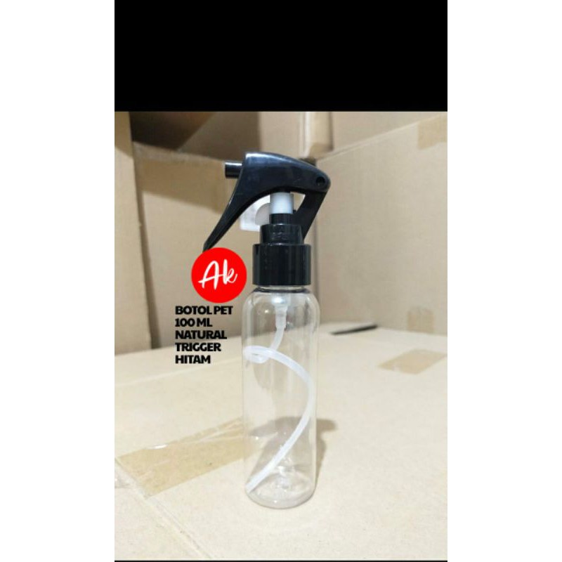botol pet 100ml natural trigger hitam