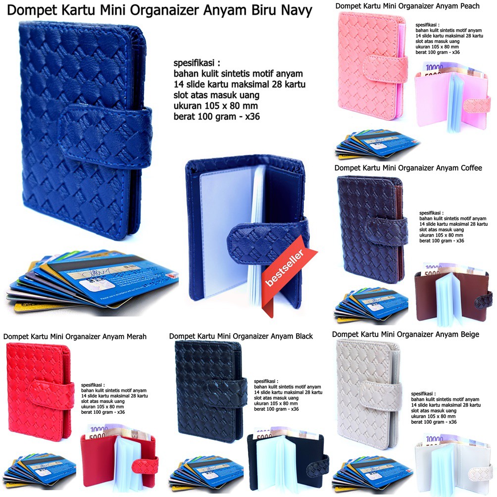 Dompet Kulit Kartu Mini Anyam