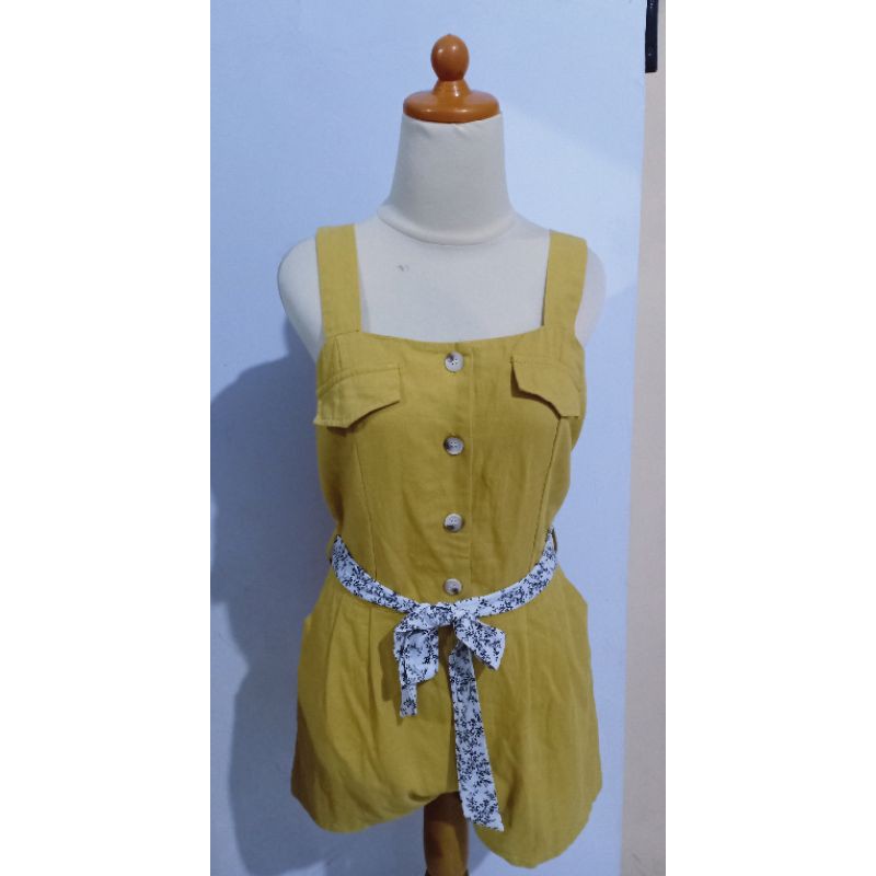 CARAMEL MUSTARD FRONT BUTTON JUMPSUIT
