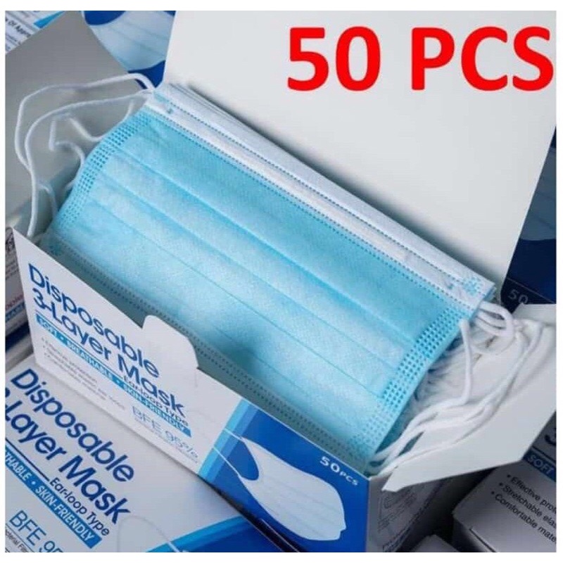 Masker Earloop biru ada box