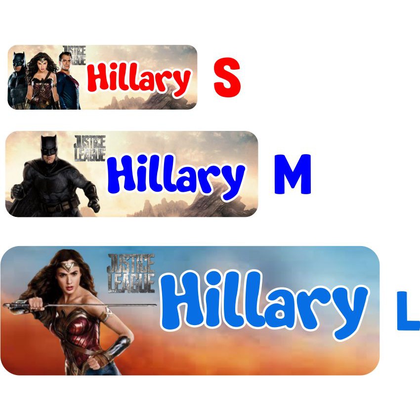 STIKER LABEL NAMA WATERPROOF BASIC JUSTICE LEAGUE