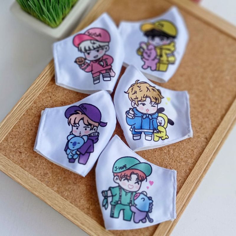 Masker Kain BTS Chibi Character