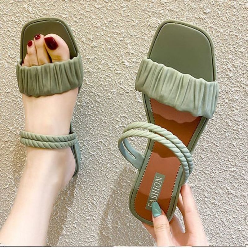 sandal teplek kerut bunga