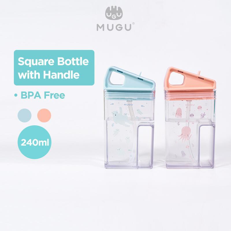 Mugu Square Straw Bottle with Handle 240ml
