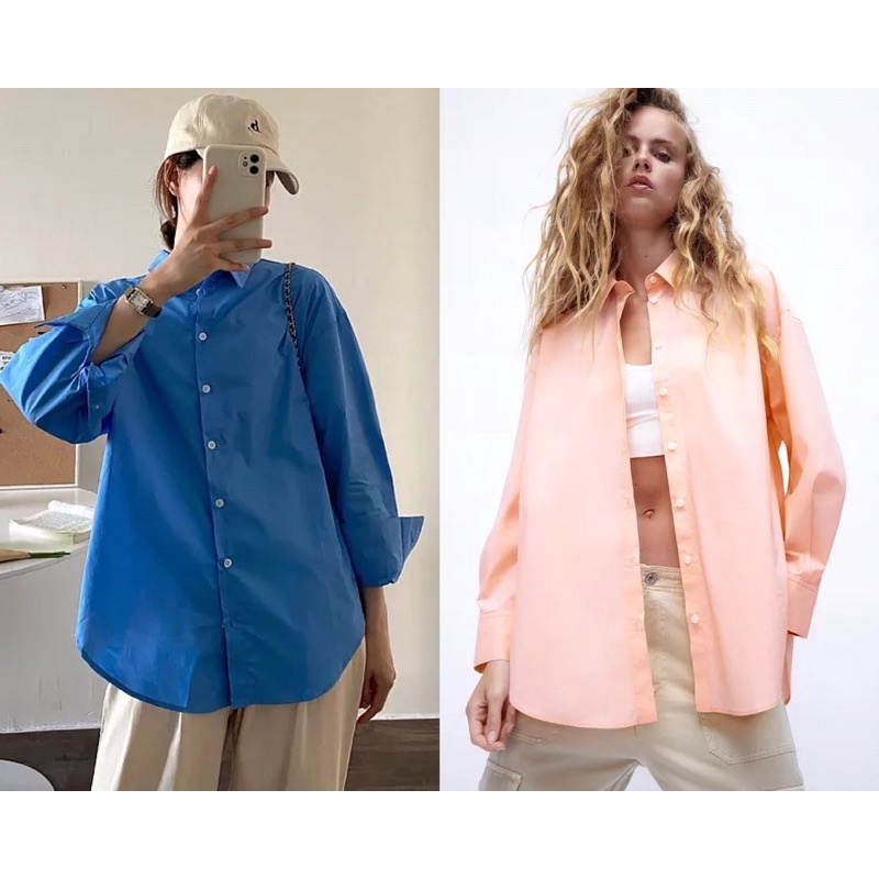 Atasan Basic Polos LightOrange / Biru Oversized Big Size