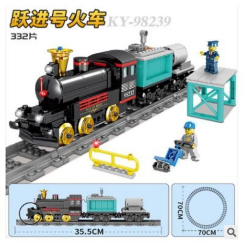 Lego Block Kereta Uap Lokomotif Train Include Rel