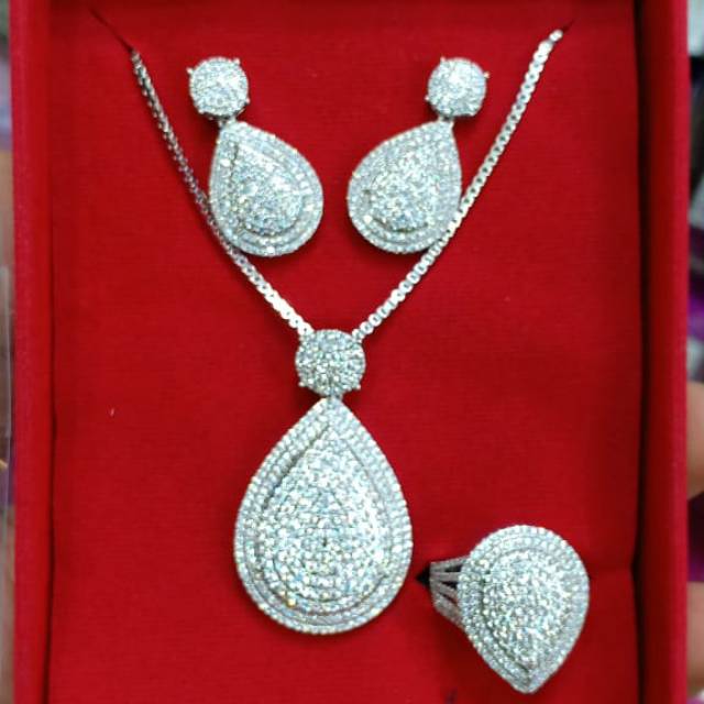 Perhiasan set silver model labu