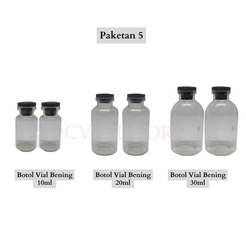 Paket 5 - Botol Vial Kaca Bening -