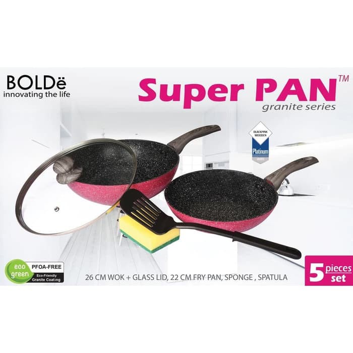 BOLDe Super Pan Granite Set Black Pink 5 Pcs