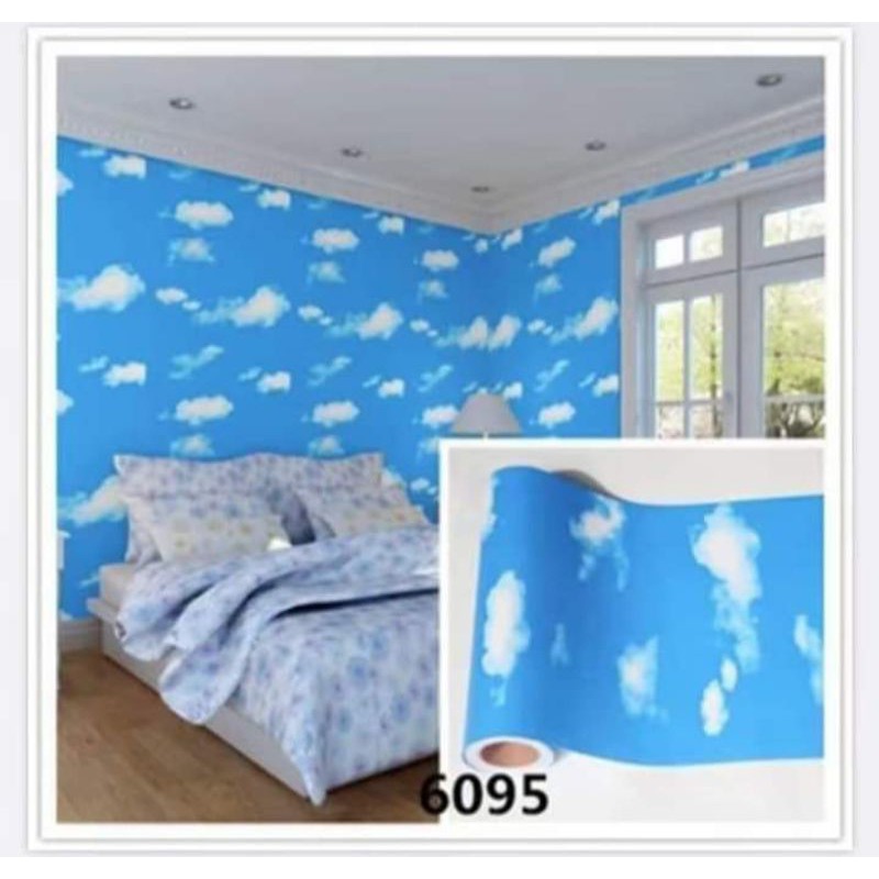 wallpaper stiker polos  awan biru