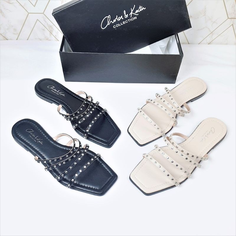 CnK Quad Strap Dotted Flat Sandal