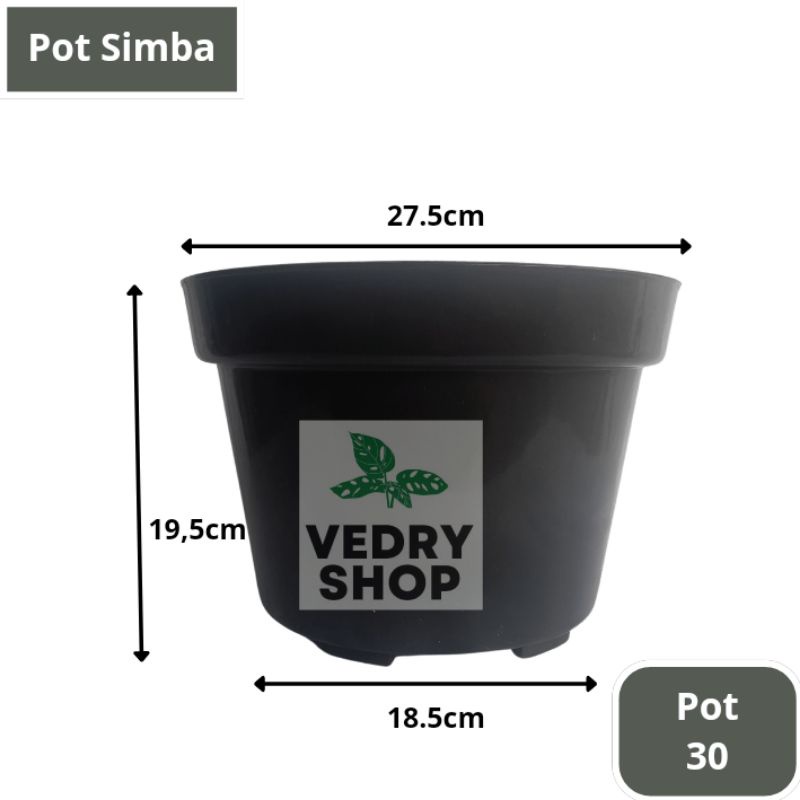 Pot Tanaman Pot Bunga Plastik Simba 30 Hitam