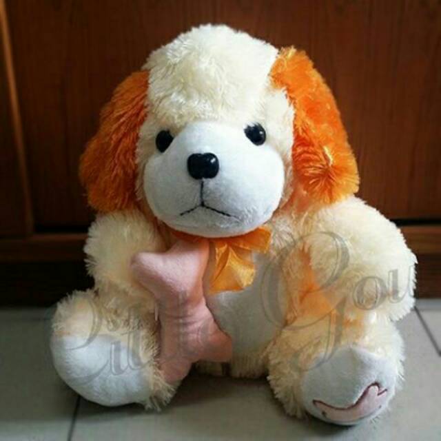 Dog with Bone Medium Plush (Boneka Anjing Valentine