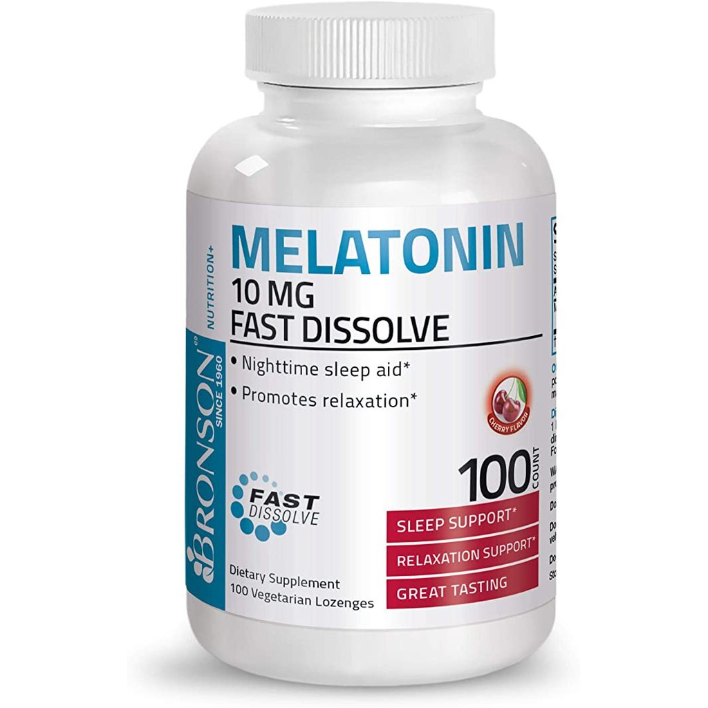 Bronson Melatonin 10 mg 100 Cherry Flavored Tablets Fast Dissolve