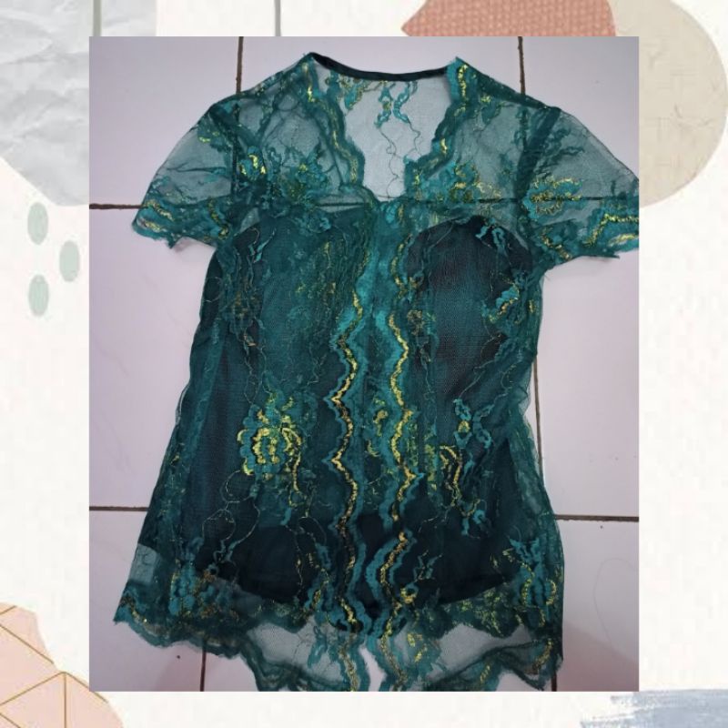 Kebaya Hijau Tosca Include Longtorso