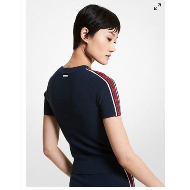 MK logo tape knit top