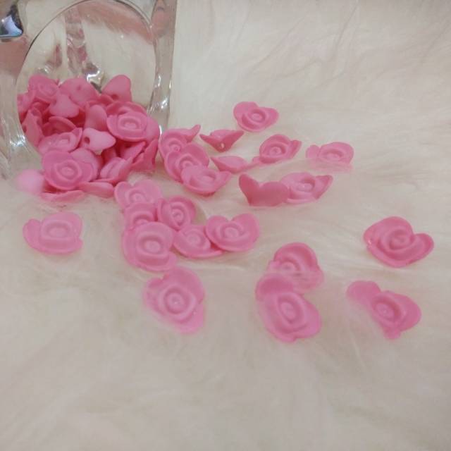 Manik Bunga Mawar Doff Pink Muda