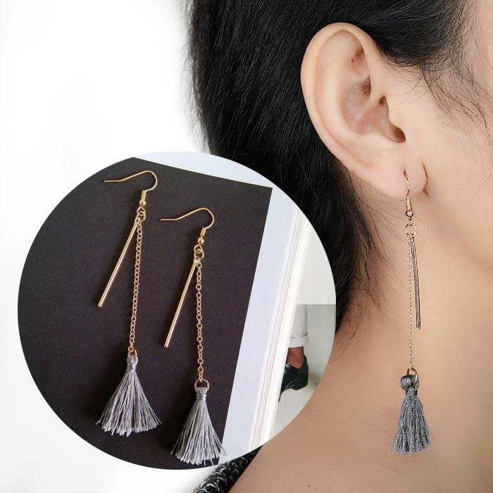 Anting Korea Tassel Simple Geometric Triangle Wool AP2201