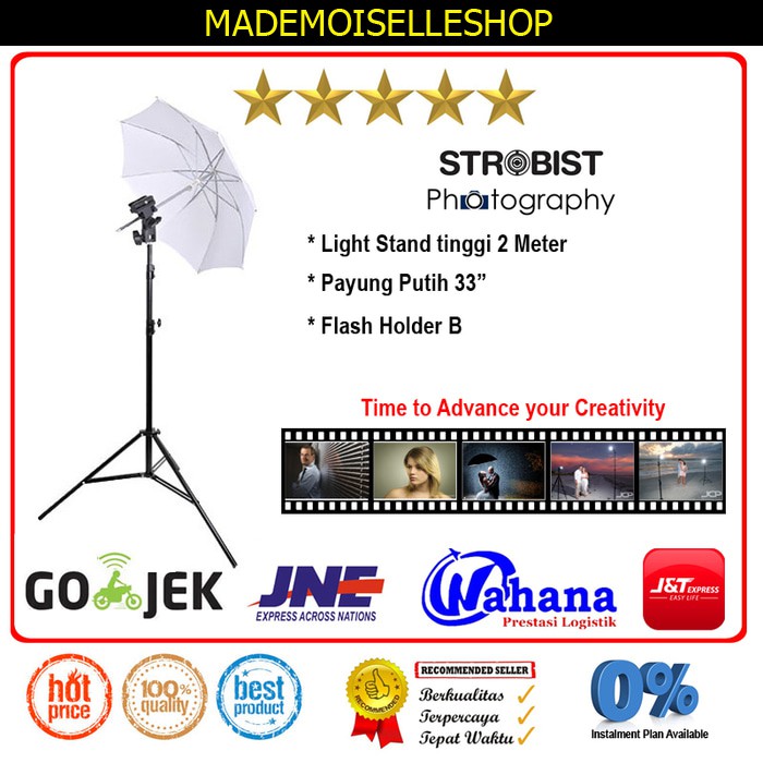 Paket Mini Strobist (Light Stand+ Flash Holder + Payung 33")