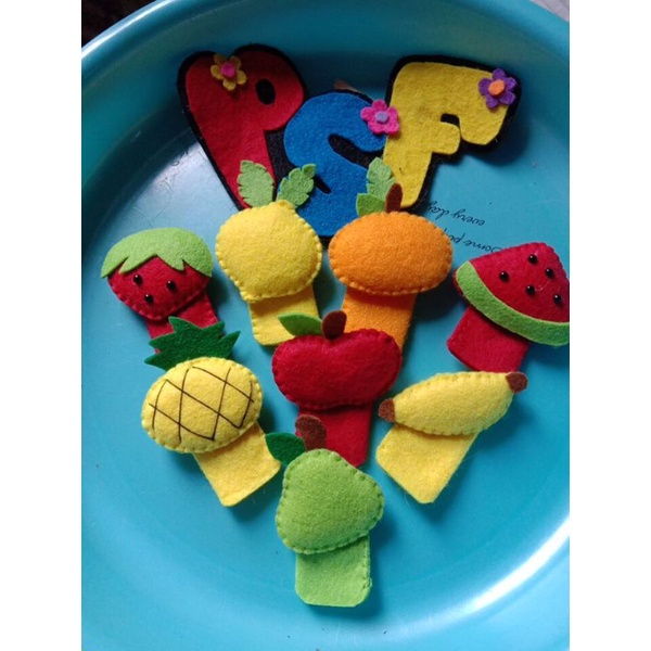 Boneka jari flanel model buah