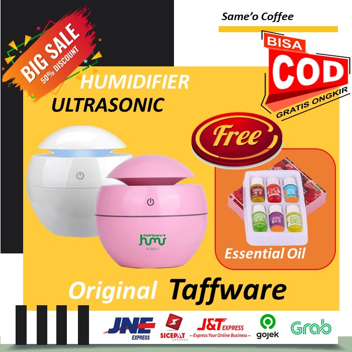 DIFFUSER HUMIDIFIER AROMATHERAPY + ESSENTIAL OIL 6 PCS Murah