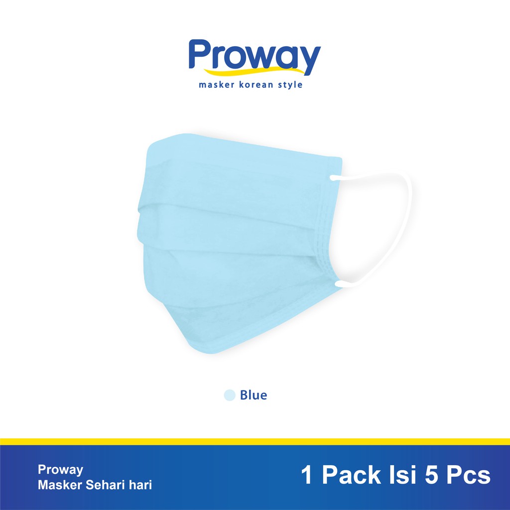 PROWAY Masker Earloop 3ply (Blue MD) - 5pcs