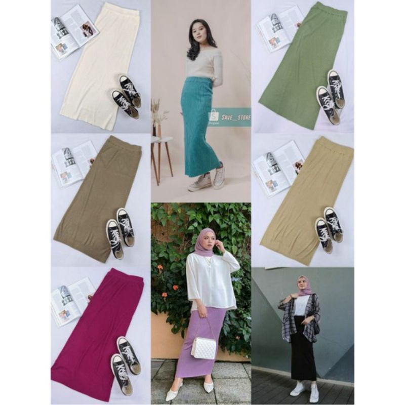 ROK SPAN RAJUT KNITTED MURAH