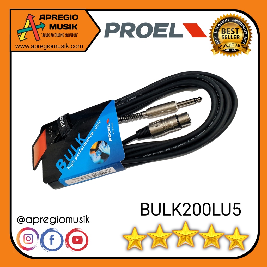 PROEL BULK200LU5 BULK 200 LU 5 Kabel Microphone Dynamic Original