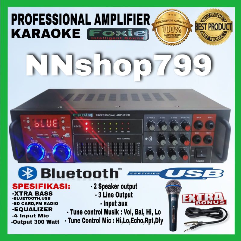 AMPLIFIER karaoke digital Foxie(bluetooth_usb_mp3_memory)
