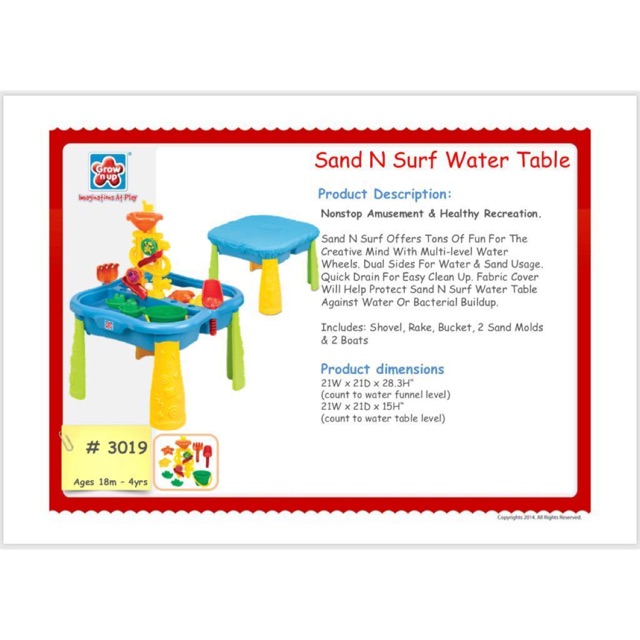Grow n up sand surf water table
