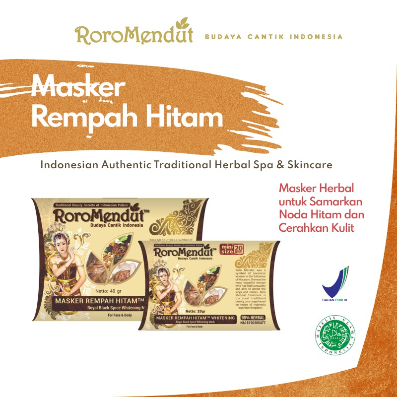 MASKER REMPAH HITAM ROROMENDUT