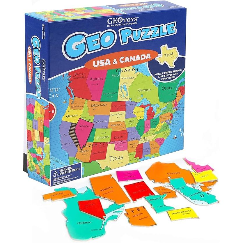 GeoPuzzle, USA & Canada Shaped Jigsaw Puzzles
