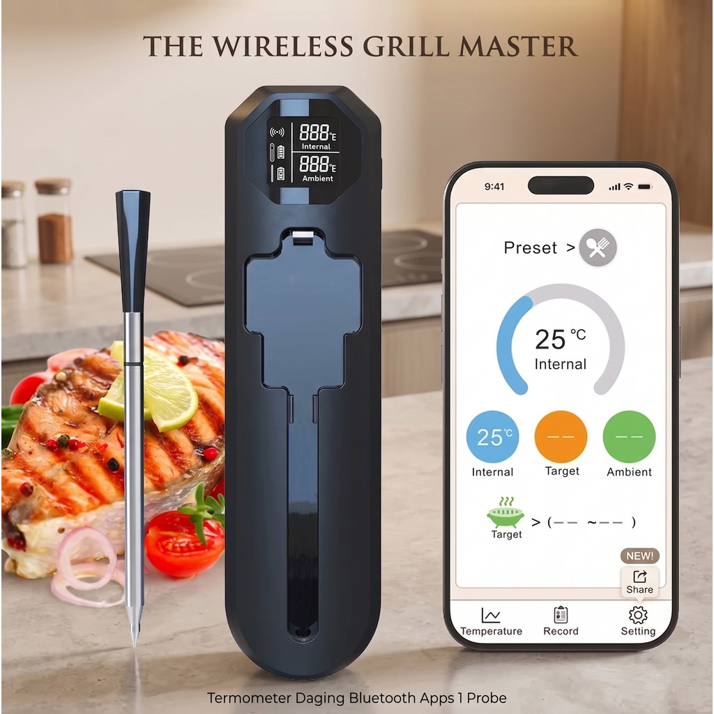 Temprobe Termometer Makanan Daging Digital Wireless Bluetooth 1 Probe - DT-131