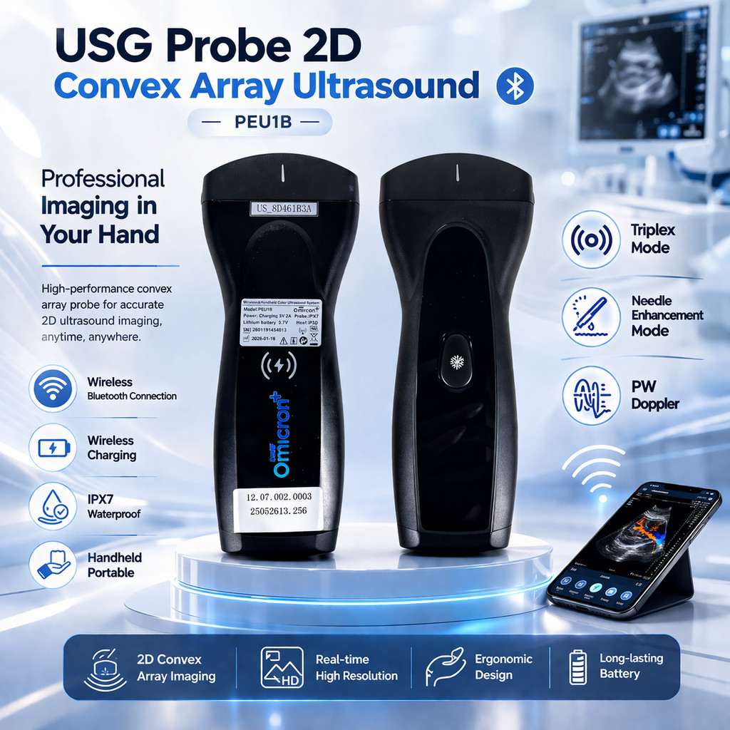 TaffOmicron USG Probe Convex Array Ultrasound Bluetooth Triplex Mode - PEU1B