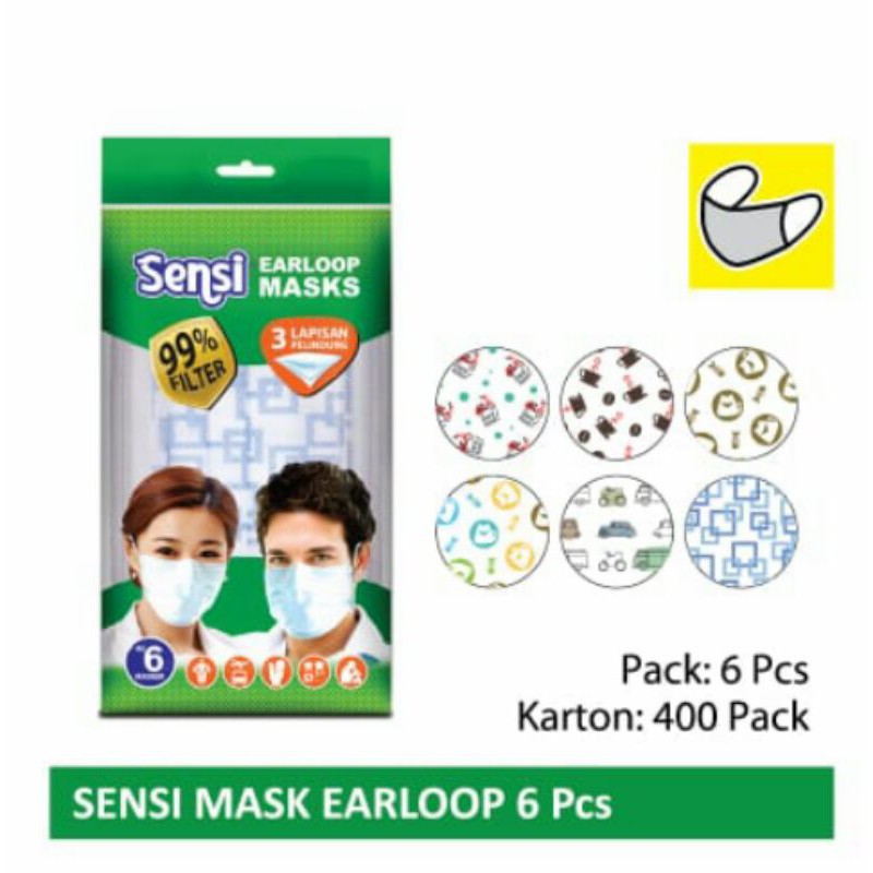 sensi mask earloop 6 pcs
