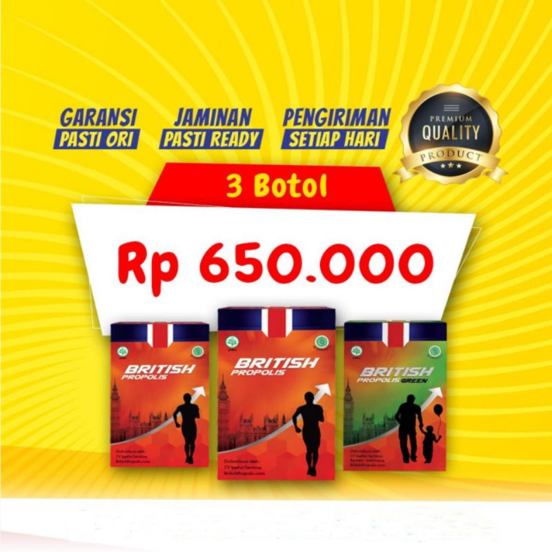 PAKET 3 BOTOL BRITISH PROPOLIS ASLI 100%