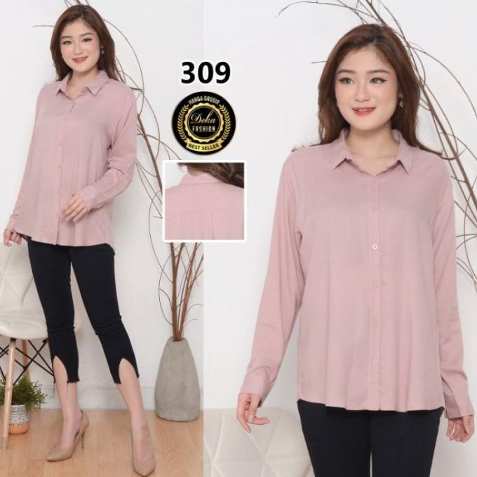 Kemeja Polos Basic Rayon Lengan Panjang# 309#