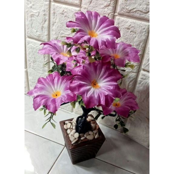 bunga hias set pot/bunga warnawarni kurleb 25cm
