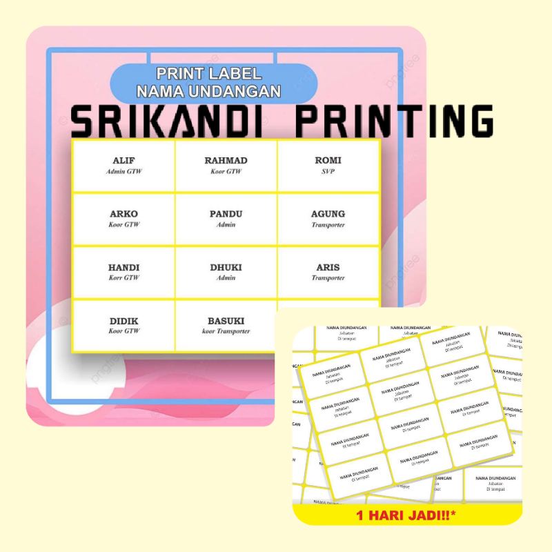 Cetak label undangan