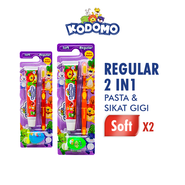 KODOMO TOOTHBRUSH REGULAR-2IN1 X2