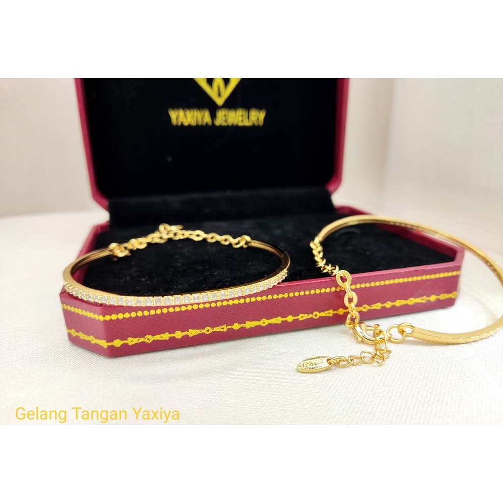 Gelang Bangle Rantai Mata Elastis Lapis Emas 24k Yaxiya