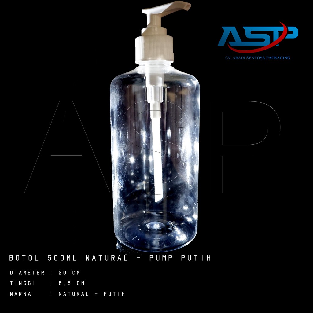 BOTOL 500ML NATURAL - PUMP PUTIH