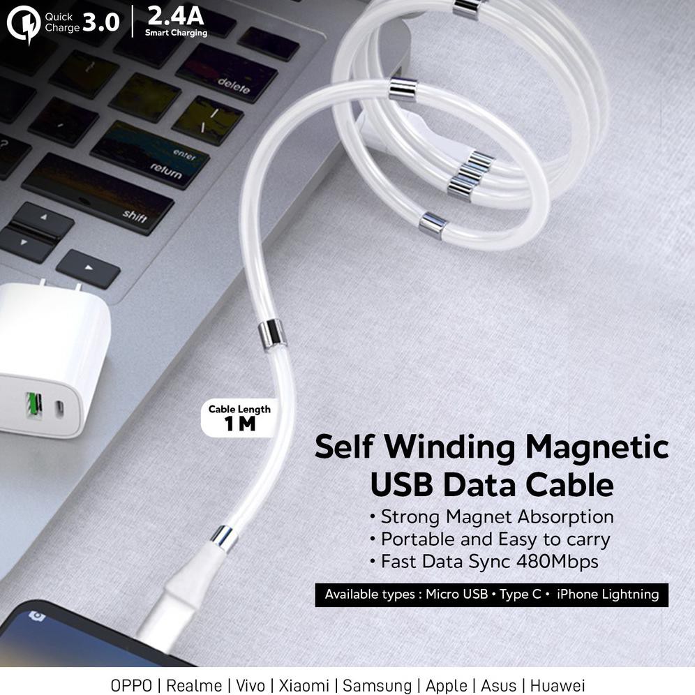 ✨ BISA COD✨ Kabel Data Magnetic Fast Charging Micro USB iPhone Lightning Type C QC 3.0 - 2.4A