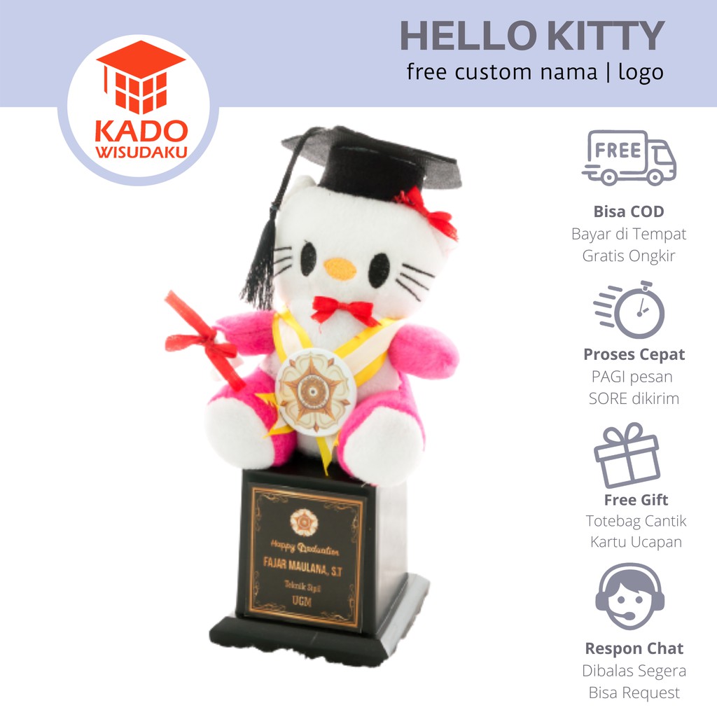 Piala Boneka Wisuda Hello Kitty